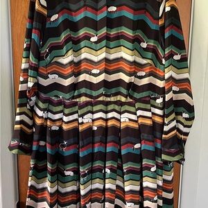 Eloquii Multicolor Chevron Dress with Sheep Design